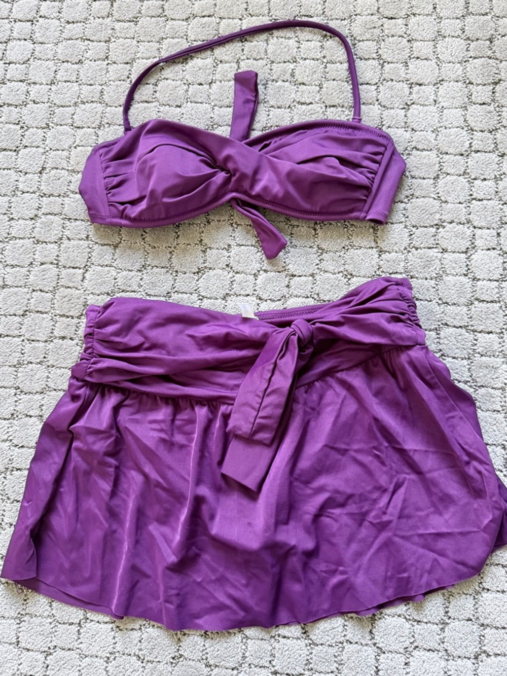 JCrew Purple Two-Piece Swim Set with Skirt